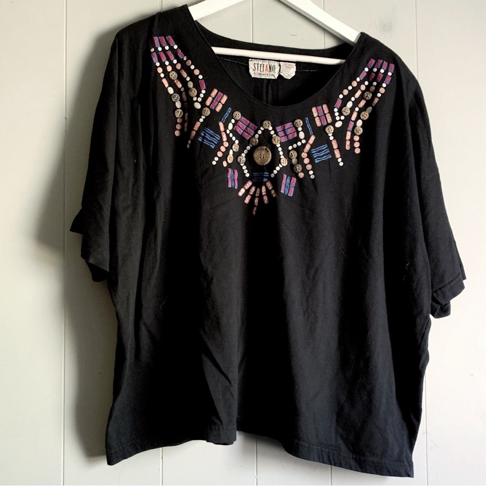 Stefano International Vintage 80s Beaded Semi Crop Top 26W